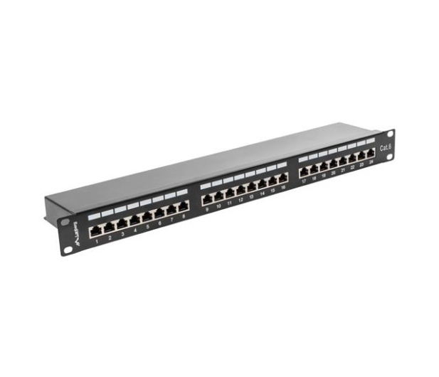 LANBERG Patch Panel 24 Port 1U Kat.6 czarny ekranowany PPS6-1024-B - 457381 - zdjęcie 2